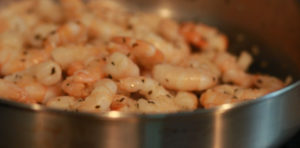 shrimp in a frying pan