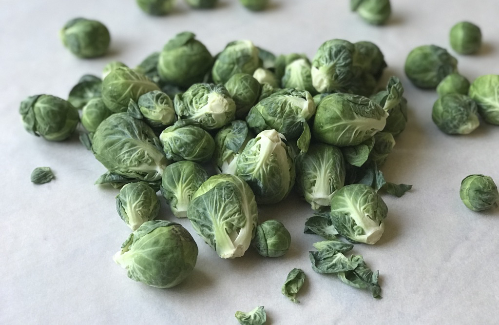 Brussels sprouts on white background